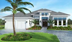 this is an artist's rendering of the front elevation of a house in florida