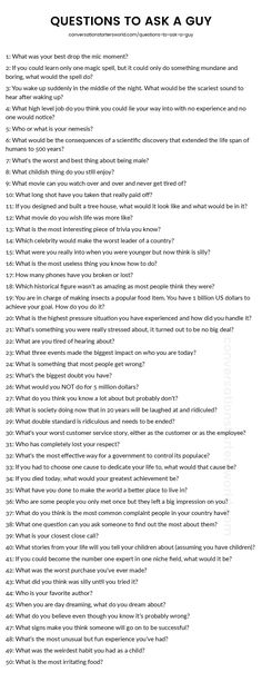 a question sheet with the words questions to ask a guy