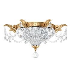 a gold and crystal ceiling light fixture