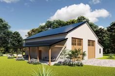 an artist's rendering of a house with solar panels on the roof