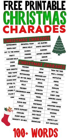 a printable christmas chart with the words, free printable christmas charadess