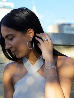 "Irregular, uniquely curving high polish post back hoop earrings available in golden brass with sterling silver posts or sterling silver.  * Measurements : 1.75\" diameter * Materials : Sterling silver posts, brass or sterling silver hoop. * Cleaning and care :  Clean with a polishing cloth (included with hoops). * Handmade in Brooklyn." Modern Formal Jewelry For Summer, Modern Formal Summer Jewelry, Sterling Silver Hoops, Etsy Fashion, Silver Hoops, Hippie Boho, Diamond Earrings, Etsy Earrings, Brooklyn