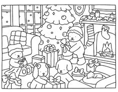 christmas coloring pages for adults and children with santa claus, snowman and other holiday items