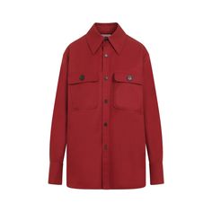 Saint Laurent red cotton shirt offers a timeless style, ideal for both casual outings and smart-casual events. It showcases a pointed collar, front button closure, and two chest flap pockets for a functional touch. Long sleeves are complemented by buttoned cuffs, and the back features a yoke with reverse pleats for added comfort.

- Material: 100% Cotton  
- Long sleeves with buttoned cuffs  
- Straight hem with reverse pleats Saint Laurent Shirt, Androgynous Fashion, Saint Laurent Paris, Elegant Red, Leather Cap, Denim Pant, T Shirt Dress, Womens Clothing Tops, Cotton Shirt