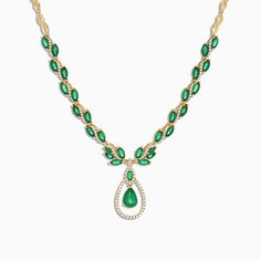 Effy Brasilica 14K Yellow Gold Emerald and Diamond Necklace, 9.74 TCW