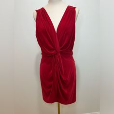 Condition: New With Tag *Listing Is For Sleeveless Version. Dress With Sleeves Is To Help Visualize Fit Only* Sleeveless Jersey Draped Dress In Lipstick Red. Fully Lined. Pullover Style. Perfect Comfortable And Flattering Dress For Weddings And Cocktail Parties. Fabric Has Stretch To Ensure Easy Fit. Sleeveless Short Dress Deep V Neckline Knotted Front Detail Flattering Drape Design 96% Poly 4% Spandex Dry Clean Only Wedding, Cocktail, Party, Graduation, Dance, Trip, Evening, Event Red Ruched Sleeveless Dress For Party, Red Sleeveless Mini Dress For Night Out, Elegant Red Sleeveless Ruched Dress, Chic Red Sleeveless Mini Dress, Red Sleeveless Mini Dress For Cocktail, Red Sleeveless Dress For Night Out, Red Sleeveless Beach Dress, Graduation Dance, Dress For Weddings