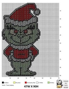 a cross stitch pattern with an image of a santa clause on the front and back