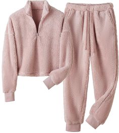 PRICES MAY VARY. Fabric: 100% polyester Imported Pull On closure Machine Wash Sleepwear sets for women are soft enough to give you a sense of comfy, fashion and breathability, LTSCNRM women sleepwear follows standard us sizes, is the must have item in women's wardrobes to meet you daily needs Material: winter warm flannel pajamas sets for women, made of super soft and skin-friendly material, fuzzy and thickened fleece, soft to the touch, almost make you feel embraced by a warm blanket, comfortab Fluffy Pajamas, Fuzzy Loungewear, Fuzzy Pajamas, Sherpa Pants, Winter Pajamas Women, Pjs Set, Pajama Outfit, Classic Pajamas, Cute Pajama Sets