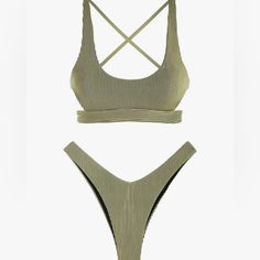 Never Been Worn! Comes In Manufacturers Original Packaging. Fabric: Soft, Stretchy, Quick-Drying, Breathable, Comfortable Feature: Ribbed, Criss Cross, Back Tie, 2 Piece, Removable Padded Cups, Sexy Cutout Bikini Design: Bikini Top With Cutout, V Cut Waisted Bikini Bottom, Low Waist High Cut, Cheeky Brazilian Swimsuit Swimwear Green, Zaful Swimwear, Green Clothing, Backless Dress Summer, Zaful Bikinis, Plus Swimwear, Matching Swimwear, Hot Jeans, Beach Tops