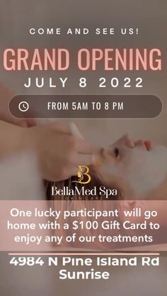 a flyer for a spa with the words grand opening on it