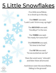 the five little snowflakes poem