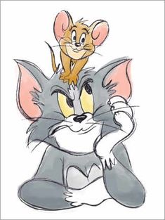 a drawing of a mouse and a cat on top of each other