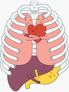 two people hugging each other in the shape of a ribcage with their arms around them