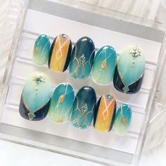 @korisNail on Twitter Xiao Inspired Nails, Xiao Nails Design, Hsr Nails, Firefly Nails, Manhwa Nails, Pokemon Nails