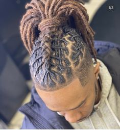 High Top Fade Loc Styles, Professional Dreadlock Hairstyles, Mohawk Loc Styles For Men, Prom Loc Hairstyles Men, Loc Updo For Men, Half Head Loc Styles For Men, Man Locks Hairstyles, Medium Length Loc Styles Men, Dreadlock Hairstyles For Men Medium