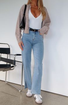 The Margot High Rise Straight Leg Jeans Light Blue. Head online and shop this season's latest styles at White Fox. Express delivery and AfterPay available. Light Wash Denim Jeans Outfit, Straight Jean Outfits, Everyday Jeans Outfit, Slim Straight Jeans Outfit, Straight Leg Jeans Outfits Winter, 90s Straight Leg Jeans Outfit, Boyfriend Jeans Outfit Fall, Light Denim Outfit, Straight Cut Jeans Outfit