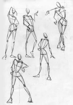 some sketches of people doing different poses