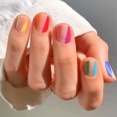 58 Cute Short Nails Designs that are Chic and Practical Multicolored Nails, Cute Simple Nails, Minimalist Nail Art, Nail Swag, Rainbow Nails, Minimalist Nails, Christmas Nail Designs, Nails Short