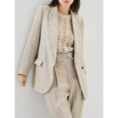 Discover Timeless Elegance and Comfort Step into a world of sophistication and style with our Elegant Cotton Linen Women's Blazer and Pants Set. Designed for the modern woman, this ensemble is the epitome of elegance and practicality, making it perfect for both office and casual wear. Whether you're heading to a business meeting or a casual brunch, this set ensures you look effortlessly chic. Exceptional Features Our set stands out with its high-quality cotton linen fabric, ensuring both comfort and durability. The single-button, straight notched long sleeve blazer paired with lace-up long pants offers a flattering and versatile look. The pants feature a high waist and regular fit, providing a comfortable yet stylish silhouette. When to Wear? Ideal for the autumn and winter seasons, this s Linen Suits Women, Cardigan Sweater Vest, Linen Suit, Cotton Linen Fabric, Sport Chic, Perfect Wardrobe, Business Meeting, Long Sleeve Blazers, Linen Women