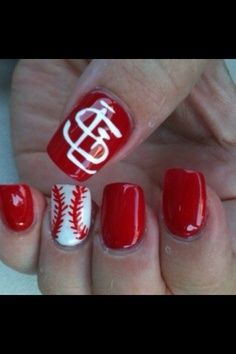 October on Pinterest | Cardinals, Breast Cancer Awareness and ... Cardinals Baseball Nails, Press On Nails Size, Baseball Nails, Gel Press On Nails, Nail Time, Gel Press, Cardinals Baseball, Beauty School