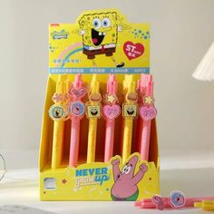 the spongebob pencils are in their display box