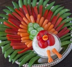 a thanksgiving turkey veggie tray recipe with carrots and celery on it