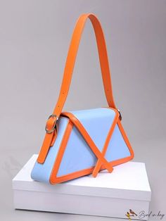 BirdinBag - Chic Crossbody Bag with Colorblock Flap Design Chic Leather Shoulder Bag With Color Block, Chic Leather Color Block Shoulder Bag, Rectangular Leather Color Block Shoulder Bag, Travel Color Block Shoulder Bag, Leather Color Block Shoulder Bag For Travel, Leather Color Block Satchel Shoulder Bag, Everyday Contrast Color Shoulder Bag, Rectangular Shoulder Bag With Contrast Color, Daily Use Rectangular Shoulder Bag With Contrast Color