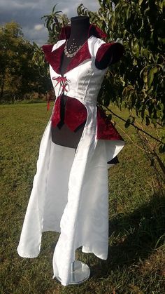 Regina inspired OUAT Women's Renaissance White and | Etsy Elegant White Medieval Dress For Costume Party, Elegant White Medieval Dress With Historical Design, White Medieval Dress With Historical Design, White Medieval Dress For Festivals, Elegant Fitted Red Medieval Dress, Elegant White Medieval Dress For Larp, White Medieval Dress For Larp And Festivals, Elegant Fitted Medieval Dress For Fantasy Events, Elegant Medieval Dress For Fantasy Events