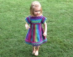 Girls Crocodile Stitch Dress--free pattern Crochet Children, Crochet For Children, Dresses Pattern, Crocodile Stitch