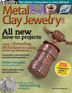 the front cover of metal clay jewelry magazine, featuring an image of a copper vase