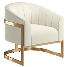 a white chair with gold trim around it