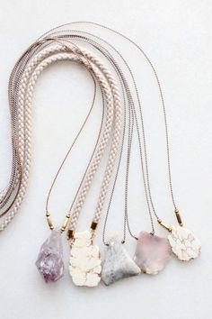 Amethyst, magnesite and opal necklaces Storage Tips, Friend Necklaces, Opal Necklace, Pretty Jewellery, Cute Jewelry, Jewelry Ideas, Crystal Jewelry, Druzy