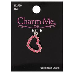 Details: 	 Dimensions: 0.77" x 0.53" 	 Material: Metal & Crystal 	 Color: Pink 	 Metal Color: Silver 	 Age Grade: 16+ 	 Quantity: 1 Upscale old jewelry and complete new accessories with exciting charms and pendants! Pink Open Heart Rhinestone Charm has an open heart shape with rhinestones encrusted around the edge. Use this charm as a fun highlight on necklaces, earrings, or bracelets. Create pieces that work with the latest trends as you design jewelry to go with all your favorite outfits. Pink Charms For Valentine's Day, Pink Heart-shaped Jewelry With Dangling Charms, Pink Heart Charms For Valentine's Day, Pink Heart Charm Necklaces For Jewelry Making, Heart-shaped Pink Charms For Valentine's Day, Valentine's Day Heart Pendant Dangling Charms, Pink Heart-shaped Dangling Charms, Heart-shaped Dangling Charms Jewelry For Valentine's Day, Heart-shaped Jewelry With Dangling Charms For Valentine's Day