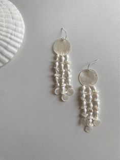 Shell Wind Chimes Earrings | Jewelry | Three Fleas Shell Wind Chimes, Romantic Roses, Jewelry Brand, Czech Beads, Silver Pearls, Jewelry Branding, Earrings Jewelry, Charm Jewelry, Wind Chimes