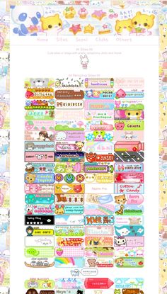 a large poster with many different types of stickers on the front and back of it