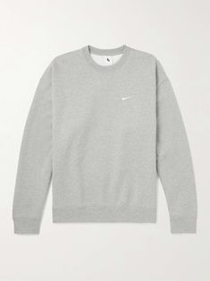 Shop NIKE Solo Swoosh Cotton-Blend Jersey Sweatshirt, Explore the latest in-season NIKE collection today on MR PORTER Grey Sweats Outfit, Grey Nike Sweats, Sweats Outfit, Professional Work Outfit, Capsule Wardrobe Work, Grey Sweats, Nike Sweats, Nike Sweatshirt, Professional Wardrobe