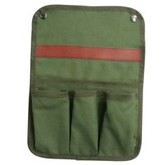 a green bag with two pockets on it