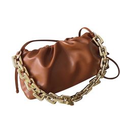 Daniella Purse Amber Brown - Pursh Collection Trendy Evening Clutch With Chain Strap, Trendy Clutch Evening Bag With Chain, Trendy Chain Clutch Evening Bag, Trendy Evening Clutch With Chain, Trendy Gold Clutch With Chain, Gold Chain Link Evening Shoulder Bag, Brown Chain Shoulder Bag For Party, Party Brown Shoulder Bag With Chain, Chic Gold Shoulder Bag With Chain