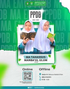 an advertisement for the malaysia muslim festival with two women in headscarves reading books