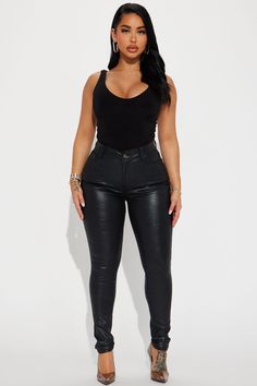 High Waist Faux Leather Jeans For Night Out, High-waist Faux Leather Jeans For Night Out, Black Faux Leather Jeans For Night Out, Trendy Black Faux Leather Jeans, Chic Faux Leather Jeans For Night Out, Double Dare, Fashion Nova Models, Womens Black Dress, Faux Leather Pants