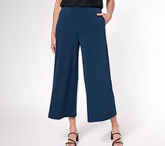 Get go-with-the-flow glamour when you wear this printed cullote pant, courtesy of its wide leg design. So effortlessly chic yet comfortable! From Susan Graver. Culotte Pants, Susan Graver, Leg Design, Wide Leg, Pet, Pants, How To Wear, Design