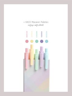 an ad for kaco macaron pellets, with pastel colors