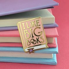 Big Books, Bag Pins, Book Pins, Her Book, Bookish Gifts, Big Book, Gifts For Readers, Cute Pins, Display Cards