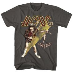 "AC/DC Men's T-Shirt by American Classics Part Scottish, part Aussie, 100% High Voltage Rock Legends! Formed in Sydney in 1973, AC/DC went from Dirty Deeds Done Dirt Cheap on the Highway to Hell to Back to Black in The Flick of the Switch! They have sold over 200 million albums worldwide and they are still working on new music. Wear some rock history, this cool AC/DC graphic t-shirt is vintage style print with a distressed look as if you bought it at an AC/DC Concert Tour in the 80's What's incl Angus Young Guitar, Acdc Shirt, Angus Young, Rock And Roll Bands, Concert Shirts, Band Merch, High Voltage, Ac Dc, Back To Black