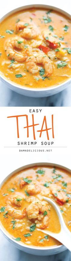 thai shrimp soup with carrots and cilantro