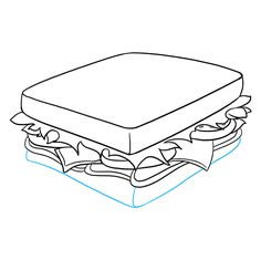 a drawing of a sandwich on a white background