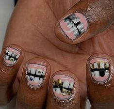 Teeth Nail Art, Grill Nails, Men Nail Art Designs, Mens Nails Painted, Boys Nail Art, Nail Designs Men