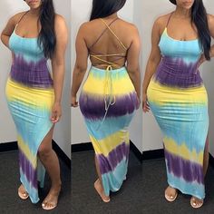 Sundress Plus Size, Tie Dye Decorations, Lingerie Design, Ombre Maxi Dress, Cami Maxi Dress, Ankle Length Dress, Backless Maxi Dresses, Straight Dress, Trend Fashion