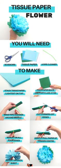 instructions to make tissue paper flowers