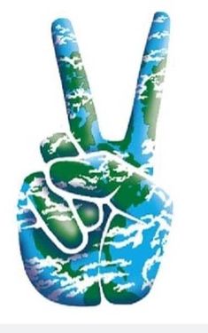 the peace sign is painted in blue and green